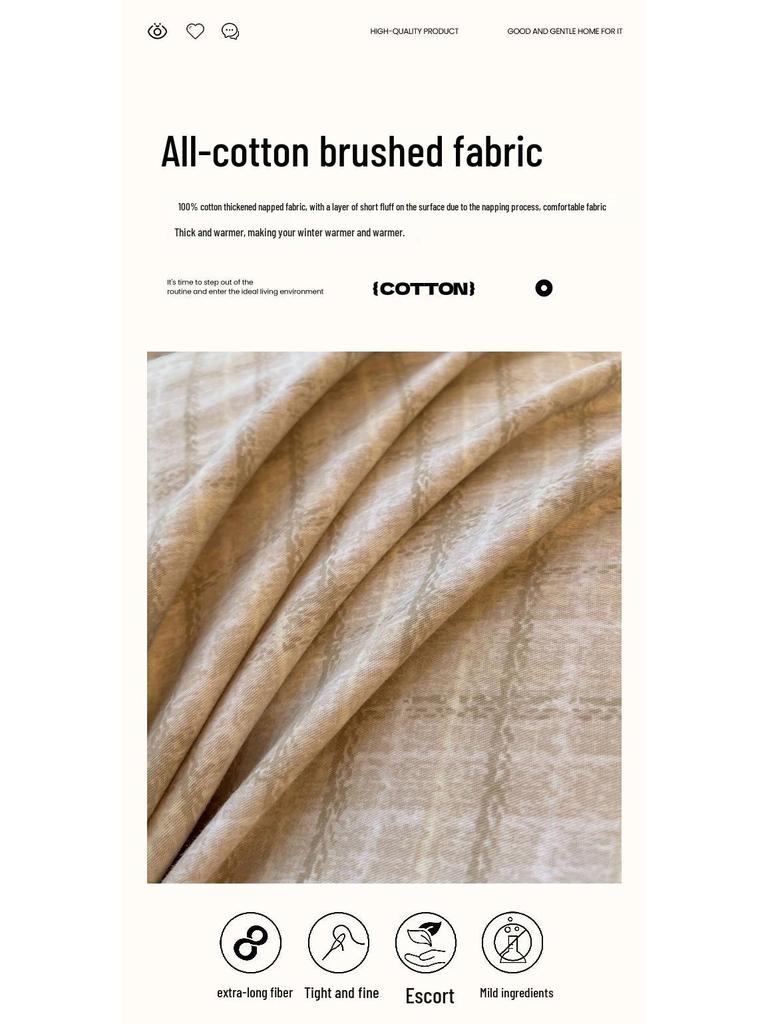 Gebürstetes Verdicktes Baumwoll-Bettwäsche-Set - Herbst & Winter Bettbezug, Laken für Wohnheime