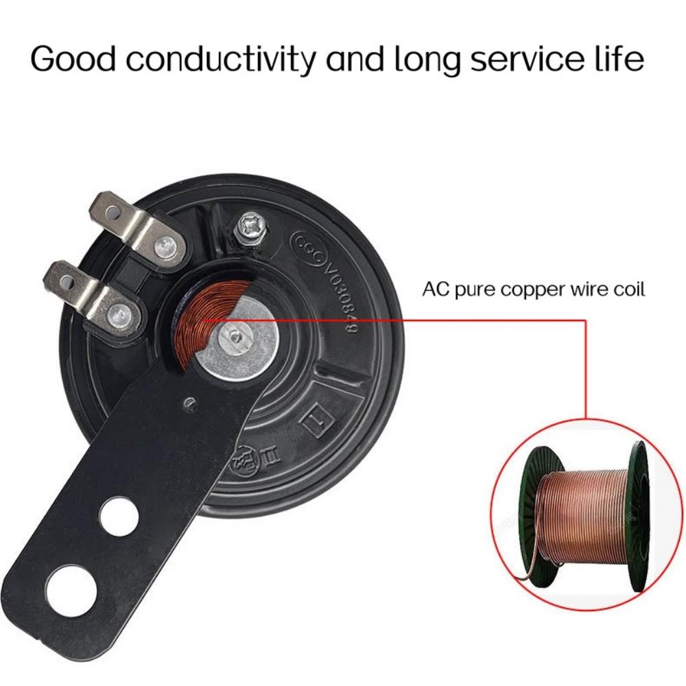 Universal Motorcycle Electric 12V 1.5A/48V 60V 72V 0.2A Round Black Basin Air Horn Motorbike Loud Disc Speaker 105Db,Pack Of 1