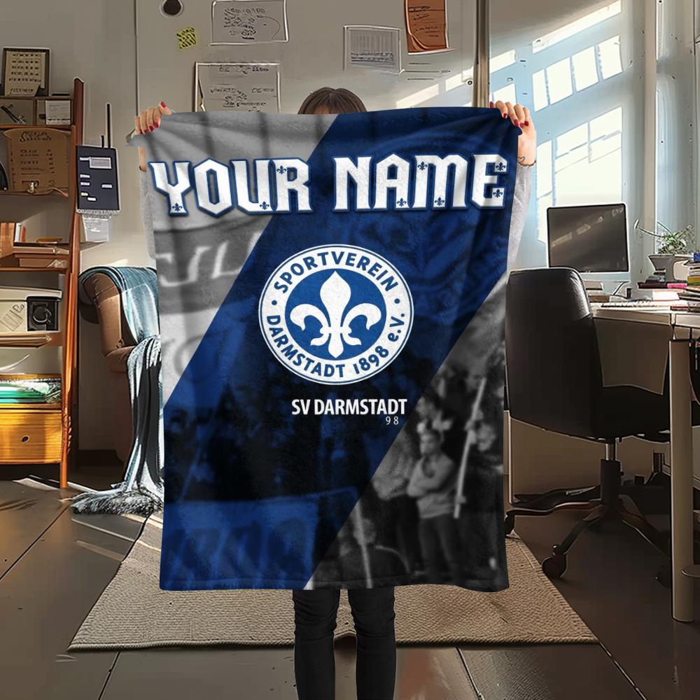1PC Custom Name SV Darmstadt 98 Patterned Flannel Blanket Suitable For All Seasons for Home Decor Warmth and Comfort Gifts Holiday Present