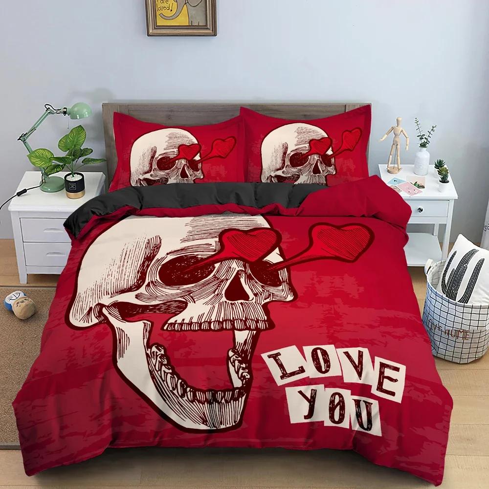 Skull Pattern Bedding Set For Bedroom Soft Cozy Duvet Cover Set Luxury Single Twin King Size Quilt Covers Home Textile 2/3 PCS