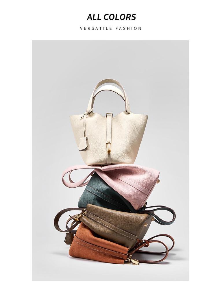 2025 High-End Genuine Leather Bucket Handbag - Classic, Versatile, Large Capacity Mommy Bag