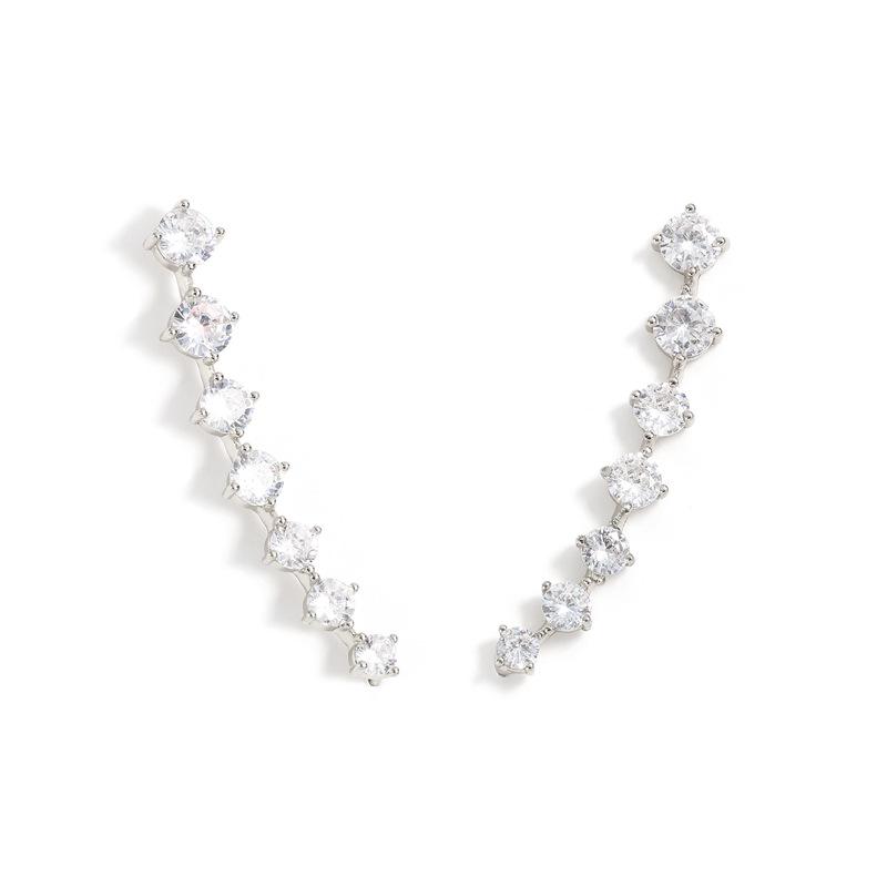 Two-Way Zircon Claw Earrings: Creative Sparkling Diamond Ear Clips & Hooks for Students
