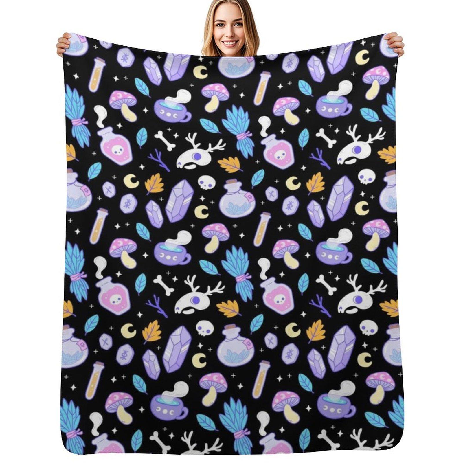 Witchy Ingredients Nikury Throw Blanket Soft Plush Blanket as Housewarming Gift Size: 75*100cm, Weight: 230 GSM