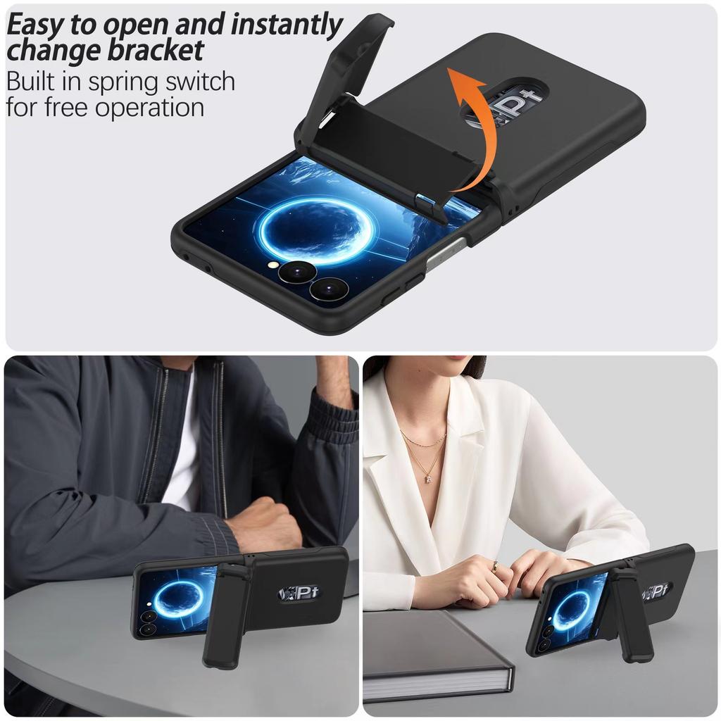 Applicable To Samsung Z Flip8 Folding Mobile Phone Case, Card Holder, Skin Matte All-inclusive Hinge 5/6/7 Anti-drop Hard