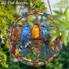 Acrylic Colorful Birds On A Branch Suncatcher, Stained Glass Style Window Hanging Ornament for Nature and Garden Lovers