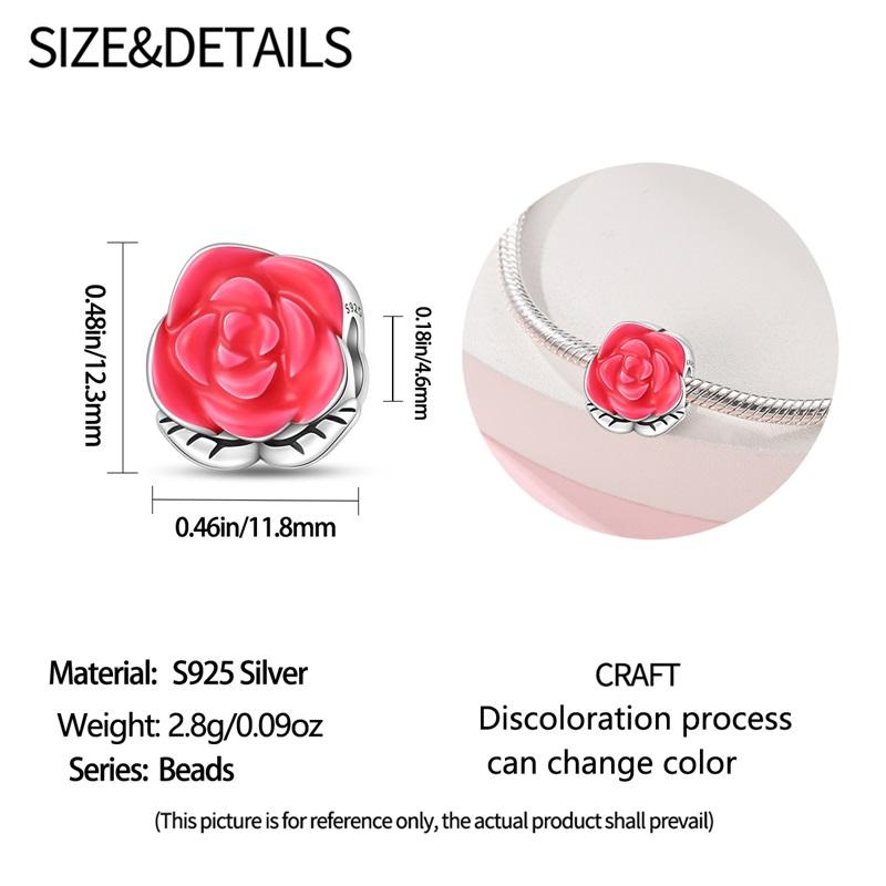 Charm Bead Charms Authentic copper Romantic Red Roses Bead Charms Compatible With Bracelets Diy Fine Gift Women Delicate Jewellery Accessory