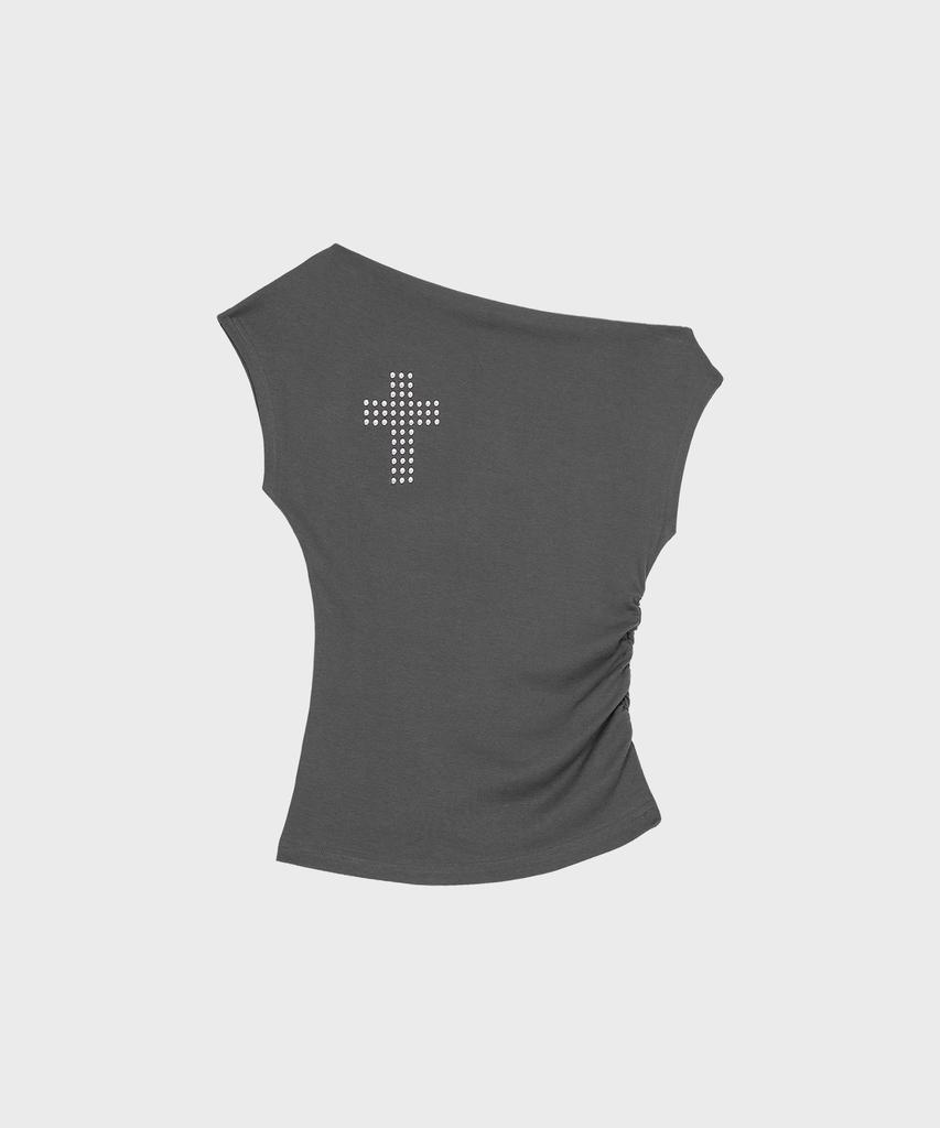 Alkialka Studded Draped Top (Charcoal)