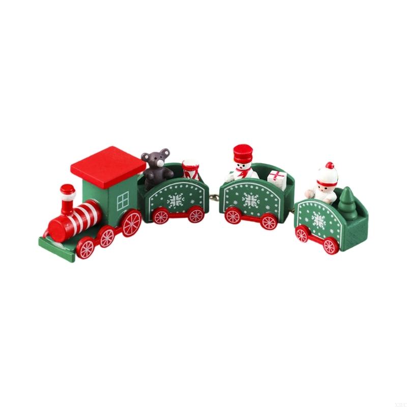 Wooden Christmas Train Set Hand Painted Safe Decors Traditional Christmas Party Supplies For Kids Pet Holiday Display X3UC