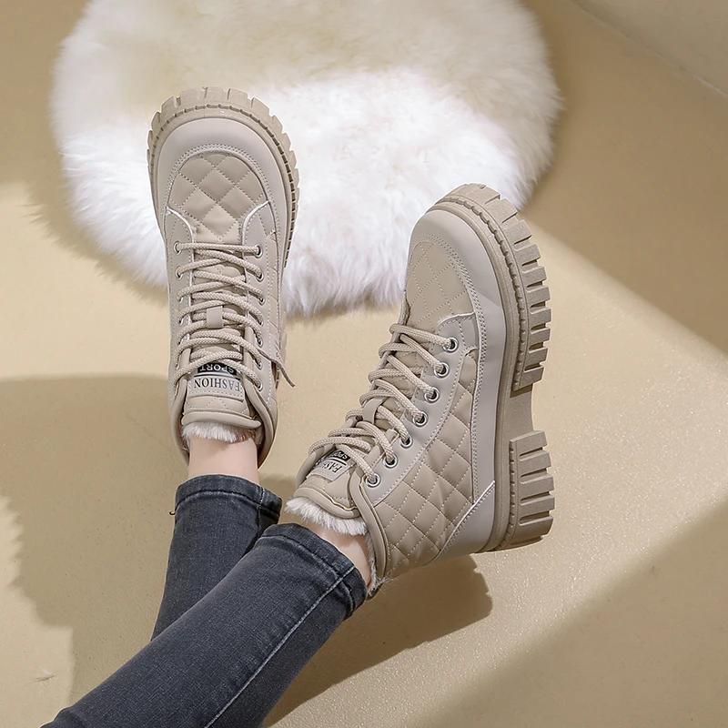 Fashion High Quality Women White Boots Winter Women's Shoessnow Boots Platform Shoes Warm Cotton Shoes Short Boots Outdoor Casual Shoes