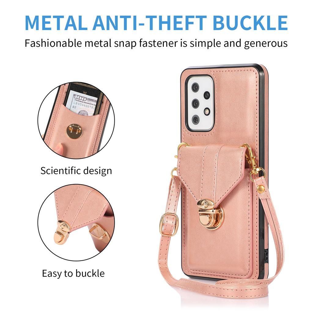 For Samsung Galaxy A53 5G Card Holder Anti-drop Shell PU Leather+TPU Back Case Kickstand Phone Cover