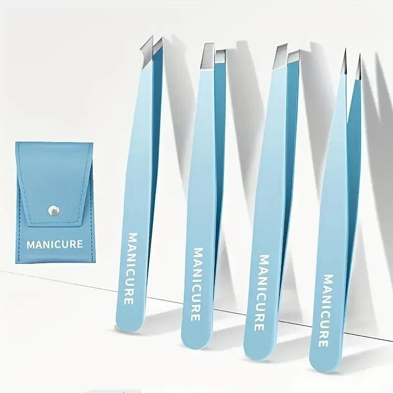 Eyebrow Tweezer Colorful Hair Beauty Fine Hairs Puller Stainless Steel Slanted Eye Brow Clips Removal Makeup Tools WY9195