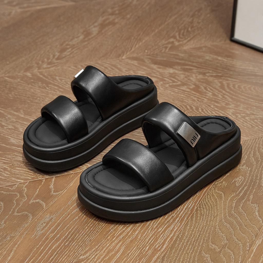 Slippers women wear summer new thick bottom heightening clouds casual versatile sports one word cool slippers