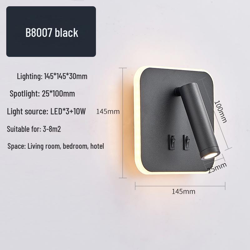 Modern Minimalist Indoor LED Wall Lamp with USB Reading Light for Bedroom or Living Room.