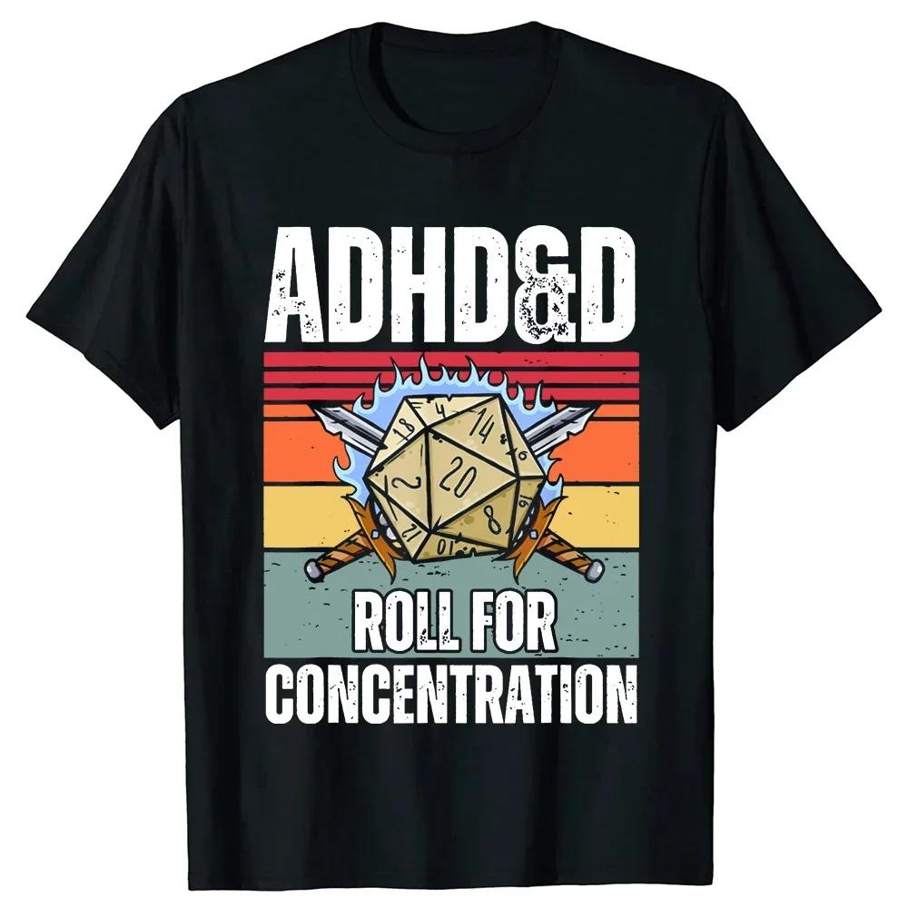 

Retro Retro Inattentiveness and Focused Scrolling Fun Player Dungeon DM RPG Dice Dragon Unisexs Womens Tshirt Summer Street Wear M