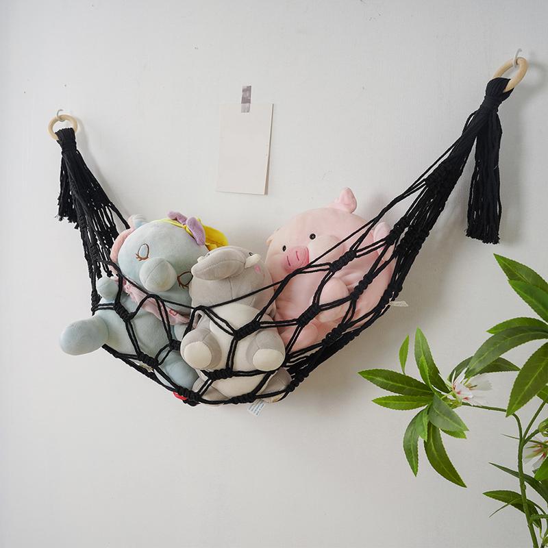 Boho Hnízdo na plyšáky Úložná síťka na plyšáky s makramé Organizér na hračky Úložná síťka Koutek na plyšáky