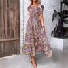 French Bohemian Holiday Print Midi Dress