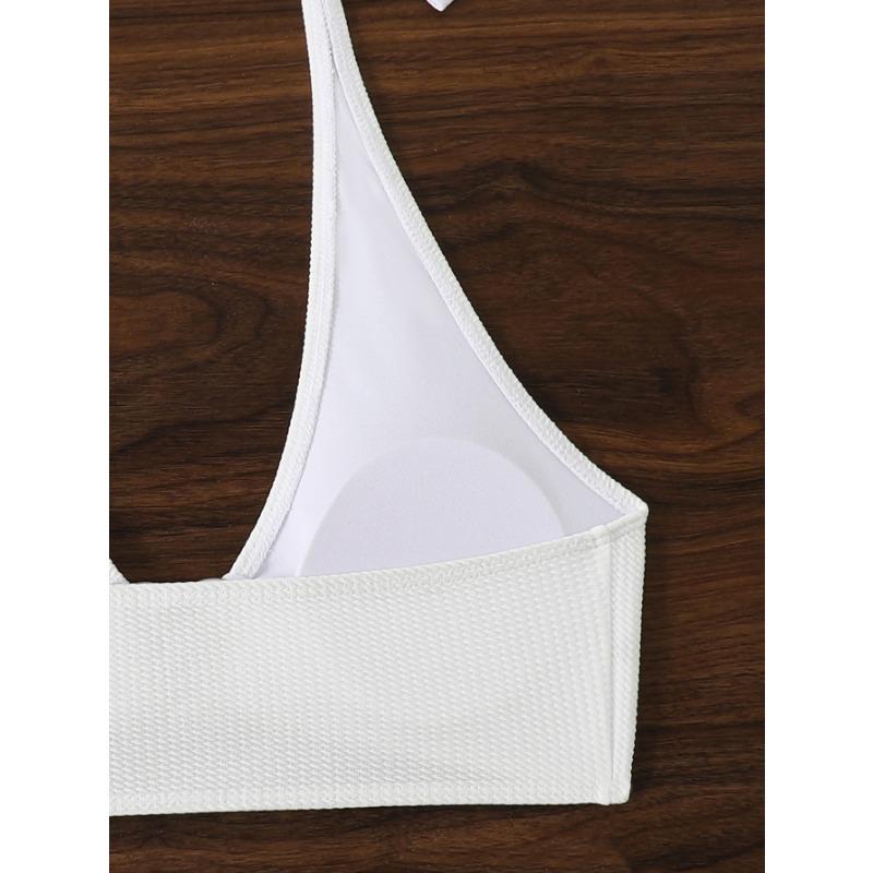 Černá bikiny s halter krkem a detaily kroužku ve tvaru srdce Dvoudílné plavky