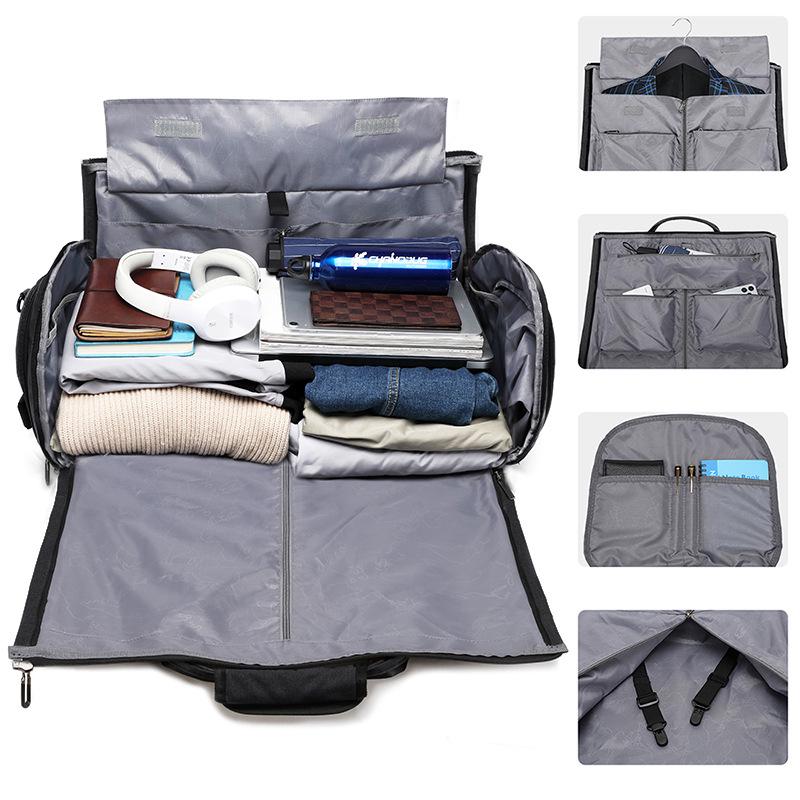 Men's Handheld Folding Travel Suit Bag with Large Capacity and Wet/Dry Separation, Featuring an Independent Shoe Compartment