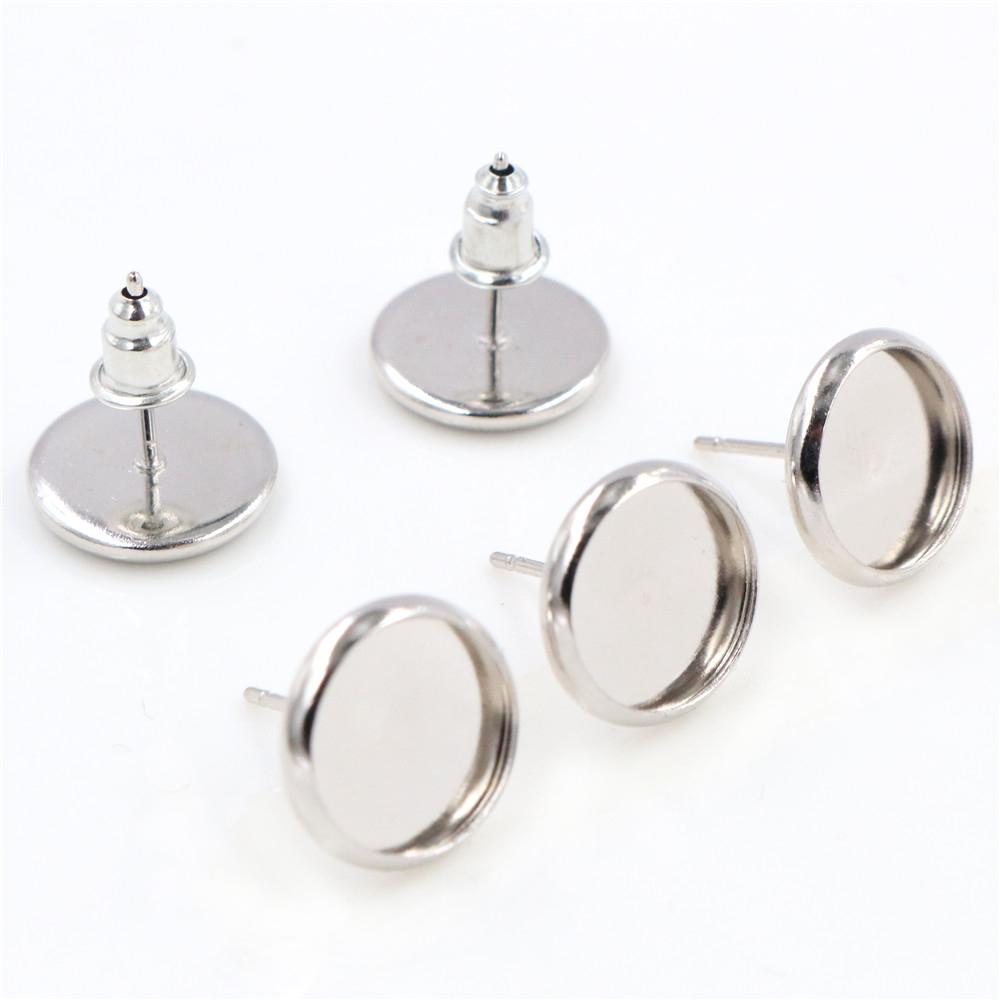 High Quality Copper Material 6mm 8mm 10mm 12mm Earring Studs,Earrings Blank/Base,Fit 6-14mm Cabochons,earring setting