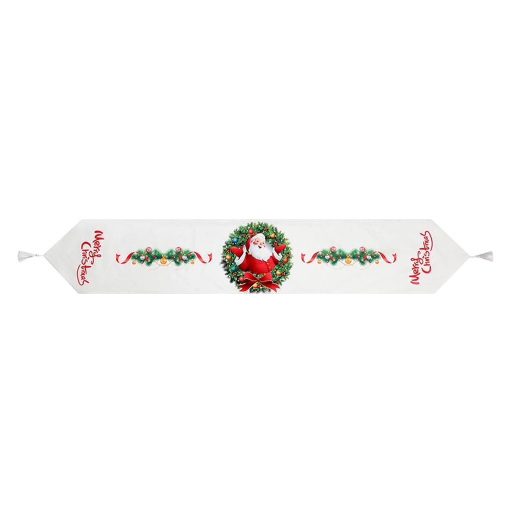 Super Soft Digital Printed Tassel Table Runner Christmas Style Festive Atmosphere Christmas Printed Table Runner