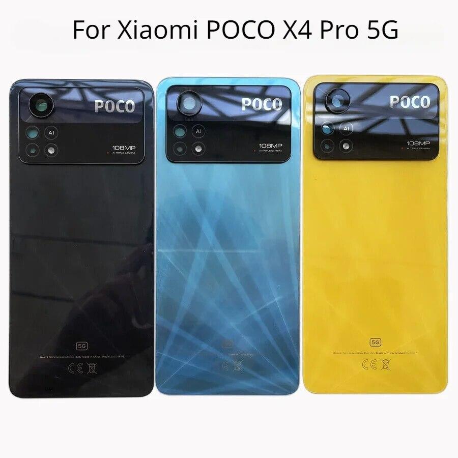 

Для Xiaomi POCO X4 Pro 5G задняя стеклянная крышка батарейного отсека задняя дверная панель корпуса с заменой объектива камеры