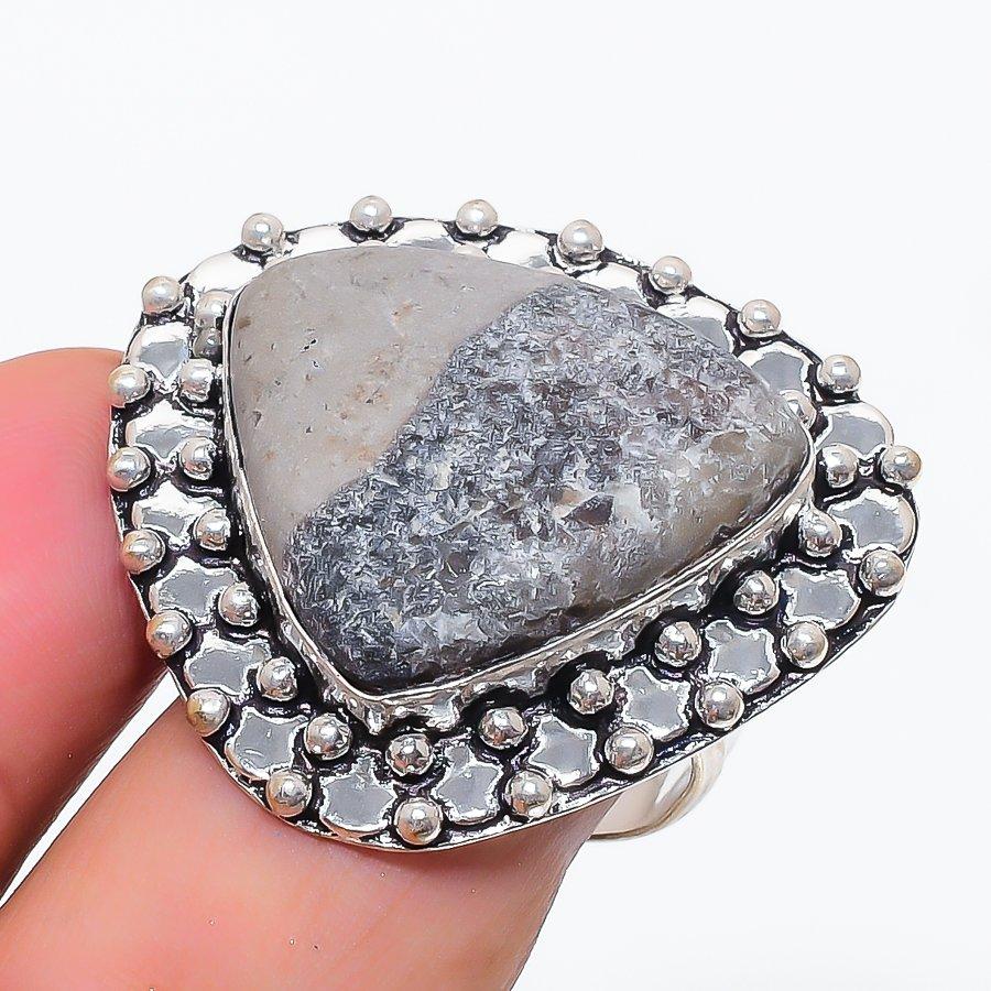 Natural Septerian Stone Gemstone 925 Sterling Silver Jewelry Ring Size 9 y7R94