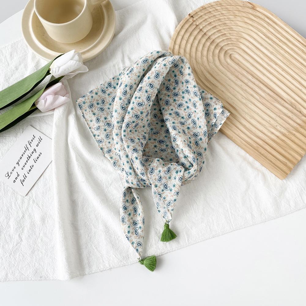 

Пасторальный женский цветочный тюрбан Литературный темперамент Мягкий и приятный для кожи Маленький квадратный шарф Легкий шарф-повязка для волос 58*58cm