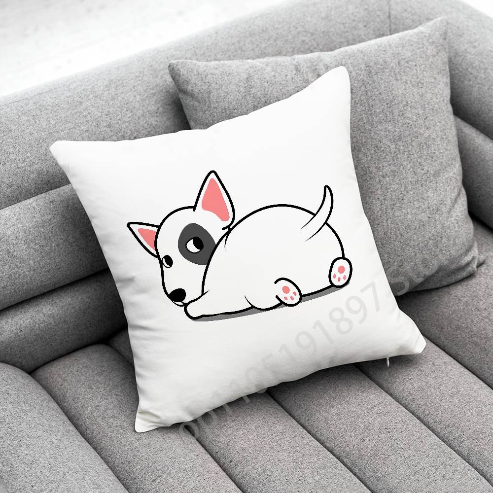 Bull Terrier Dog Puppy Throw Pillow Case For 45x45cm 40x40cm 55x55cm 50x50cm 30x30cm Square Car Pillowcase Shell