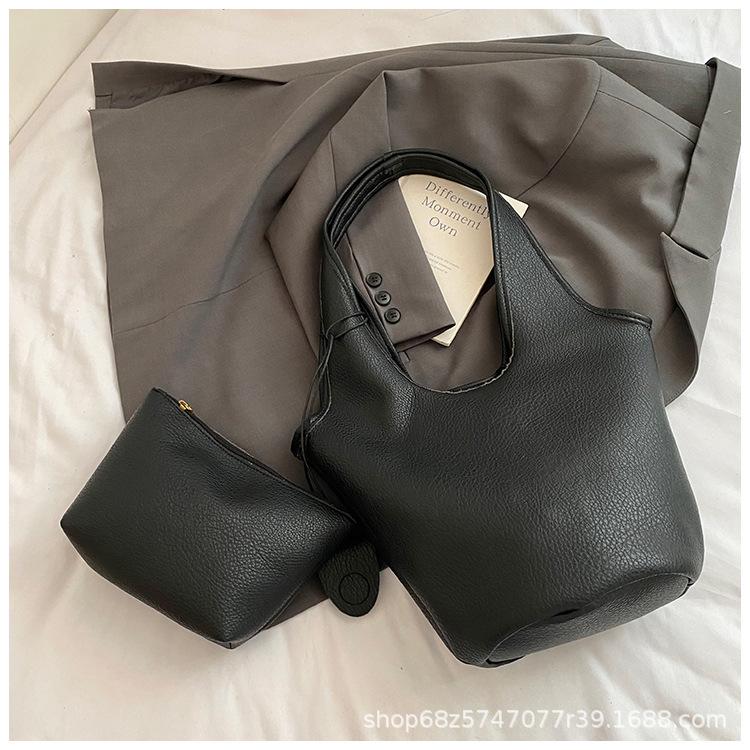 Popular underarm big bag women's 2025 new lychee pattern large capacity tote bag fashionable and versatile commuter shoulder bag