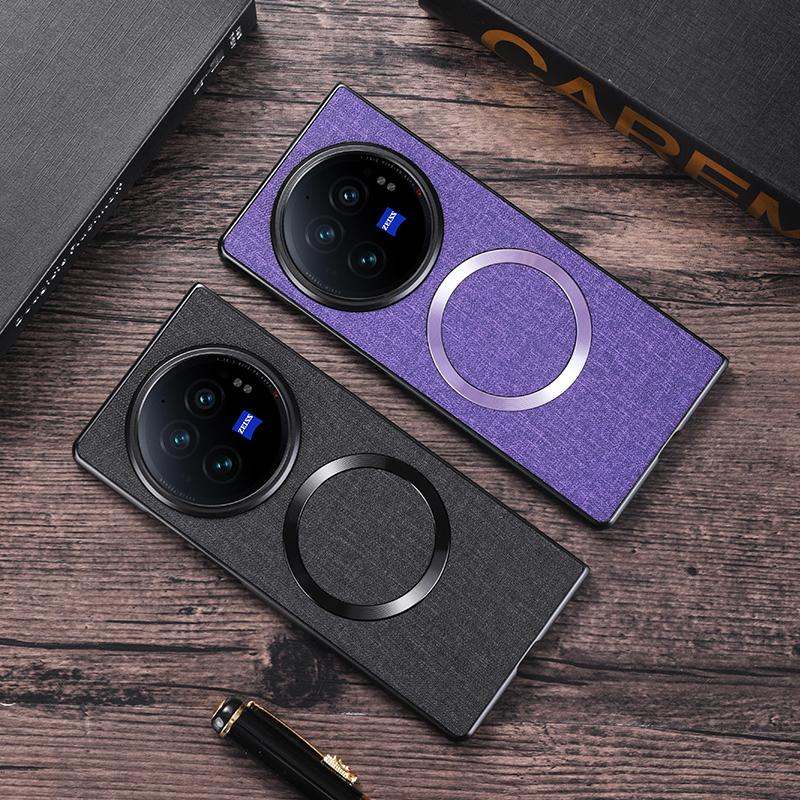 For Vivo X Fold3 Pro Case Drop-proof TPU+Cloth Back Phone Cover Compatible with MagSafe