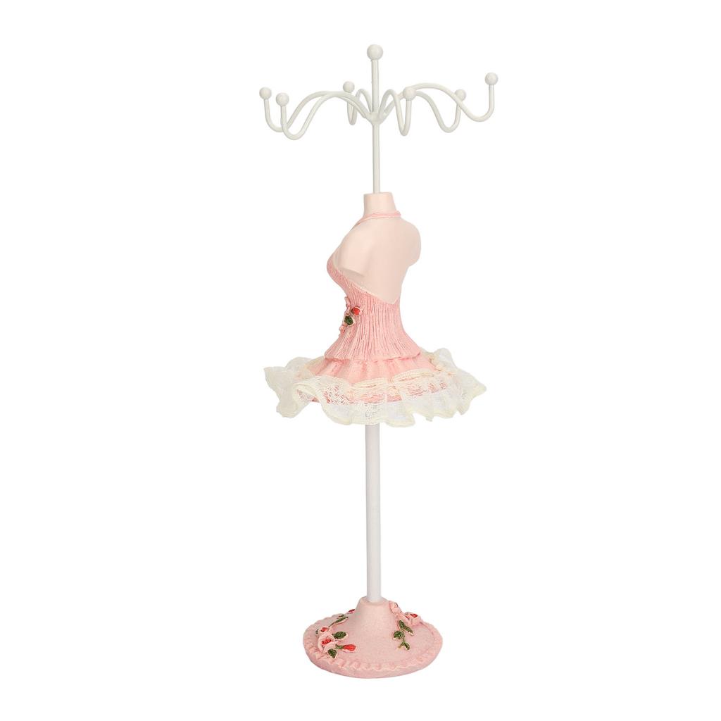 Earrings Necklace Princess Dress Stand Display Resin Human Model Jewelry Organizer Pink