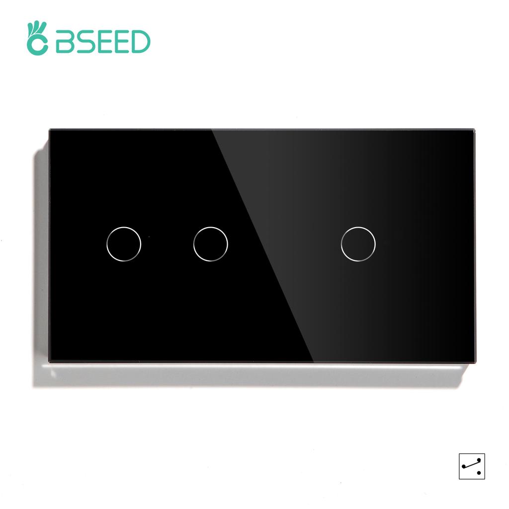 BSEED 1/2/3Gang Single Wall Touch Switches Double Triple Light Switches 1/2/3Way Multiple Control For Stairs Bedroom EU Standard