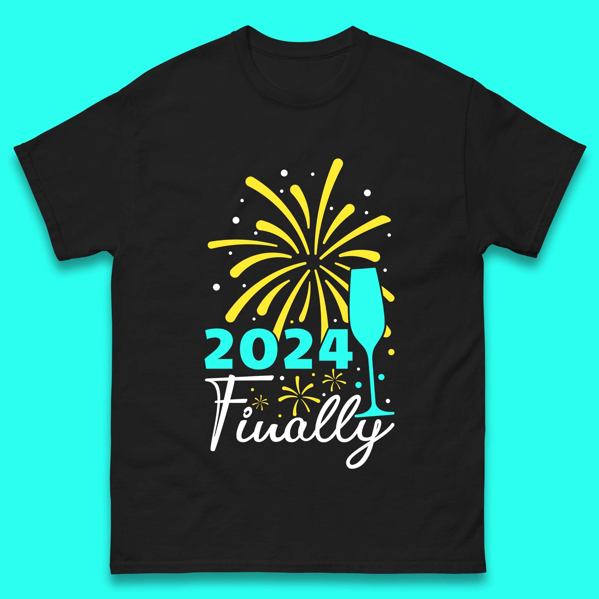 2024 Finally Happy New Year Mens T-Shirt Womens Tops Tees XL
