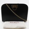 Salvatore Ferragamo ChainShoulder Shoulder Bag P21-0587 Gancini 2-way Clutch Black Calfskin Women Used