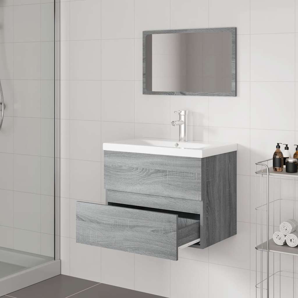 Bathroom Furniture Set Gray Sonoma Particleboard