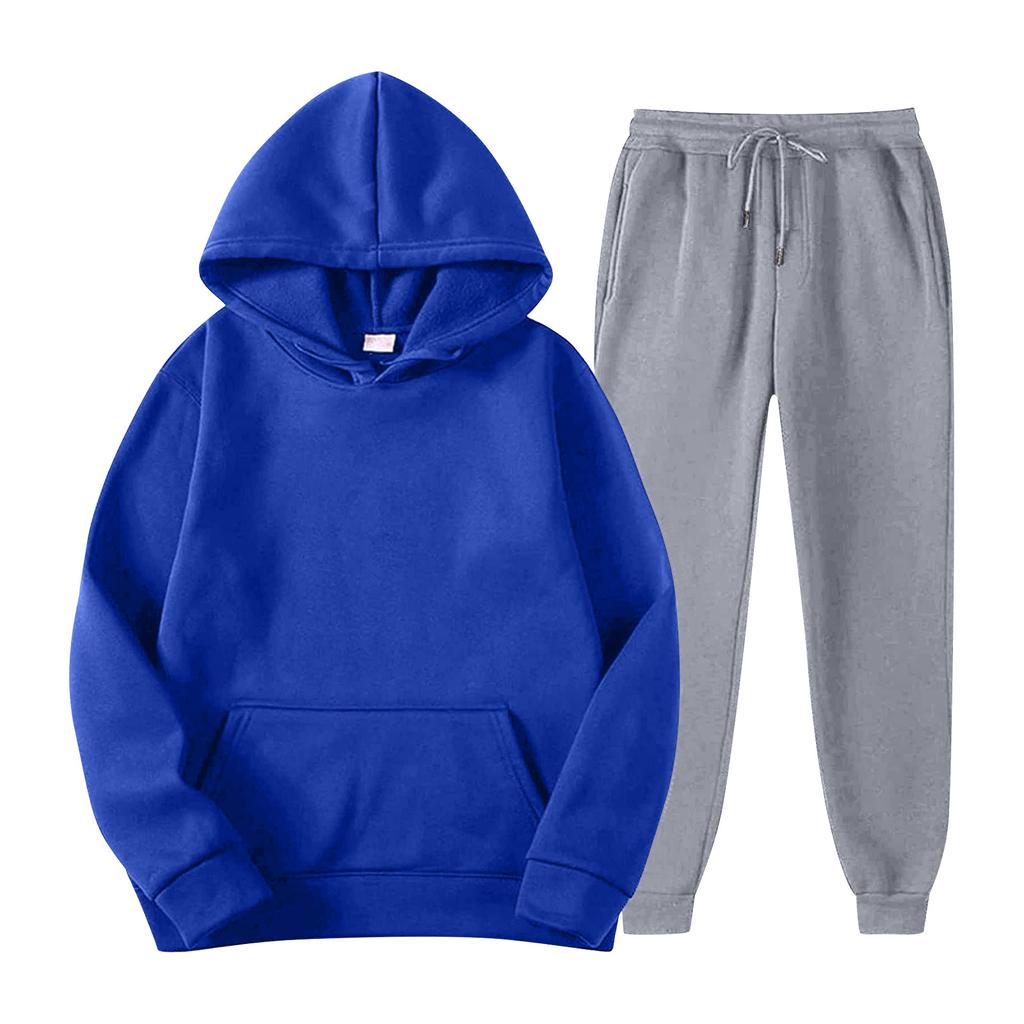 Herren-Sport-Trainingsanzug mit Kapuze, Unisex, zweiteilige Lauf-Outfits, Langarm-Pullover, Hoodies, Sweatshirt + Jogginghose