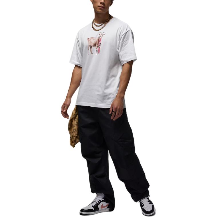 Jordan Tierprint Locker geschnitten Rundhals Kurzarm T-Shirt Herren Oberteile Weiß IF0786-100