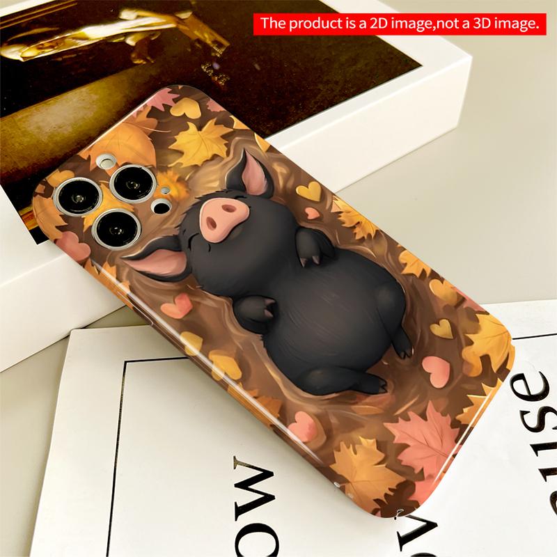 2DFlat Autumn Piggy All inclusive film hard iPhone case, compatible with iPhone 18 Pro Max 17 16 15 14 13 12 11