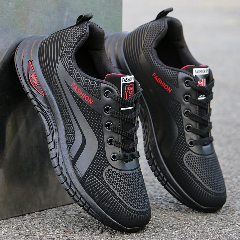 Men's Lightweight White Leather Waterproof Non-Slip Casual Work Sneakers for Autumn