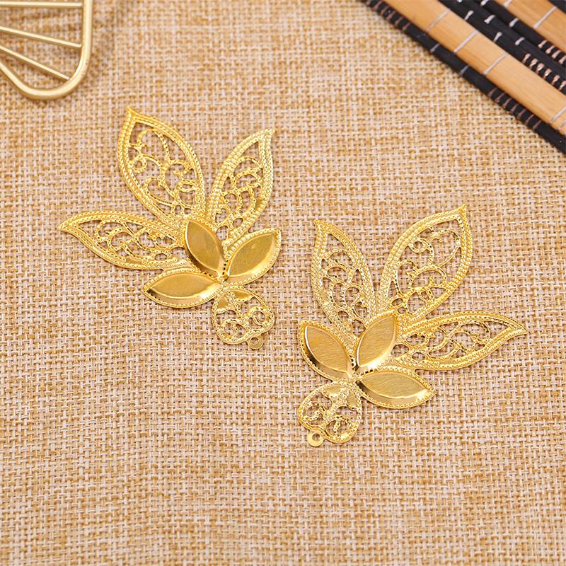 Gold Leaf Flower Connectors Iron Filigree Wraps Diy Scrapbook Home Decor Embellishments Metal Crafts