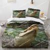 Crocodile Duvet Cover Set Wild Alligator Pattern Bedding Set Wildlife Style Comforter Cover Horror Animal Theme Twin Quilt Cover