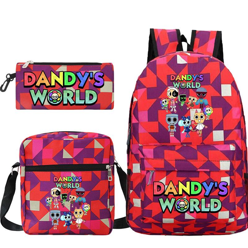 Dandy'S World Printed Fashion Children'S Pencil Case Messenger Bag Three-Piece Set Primary And Secondary School Bag