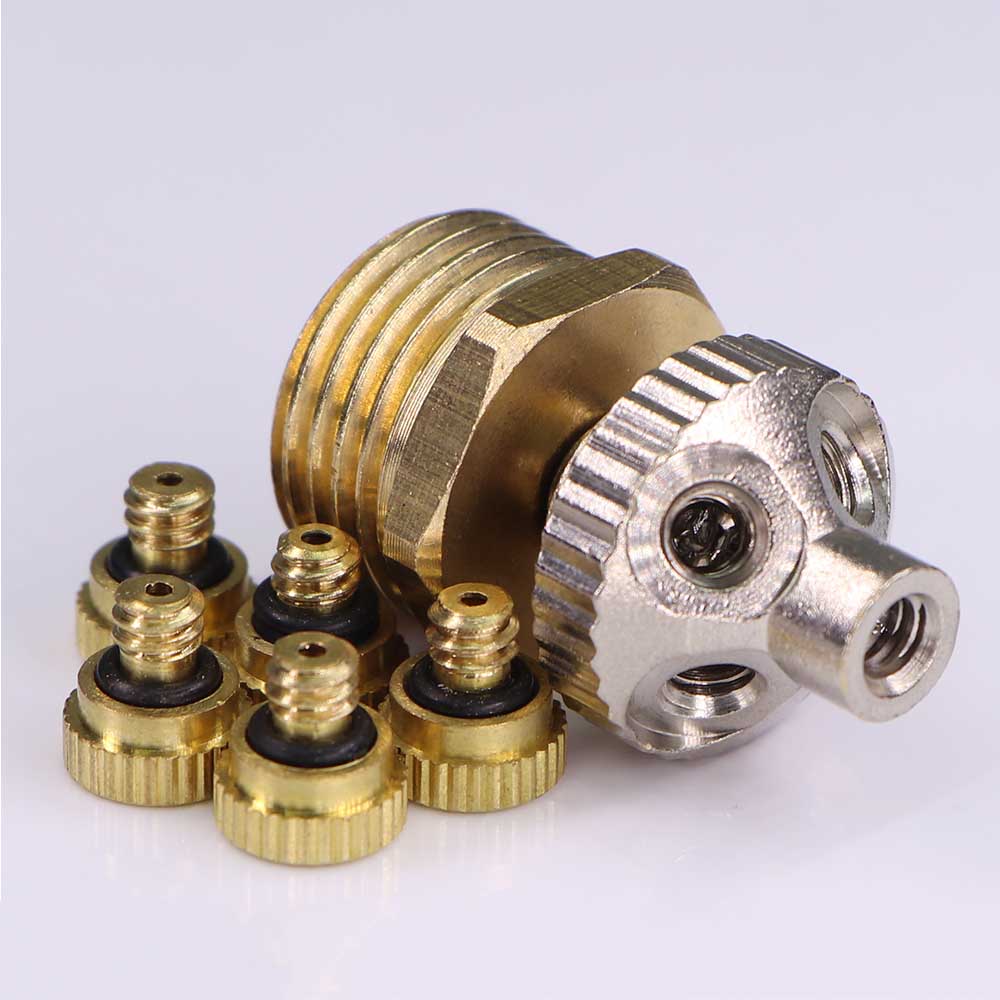 5-holes Misting Nozzle 0.1-1.0mm Fine Atomizer Sprayer 1/2" 20mm Brass Adapter Garden Irrigation Humidification Cooling Watering