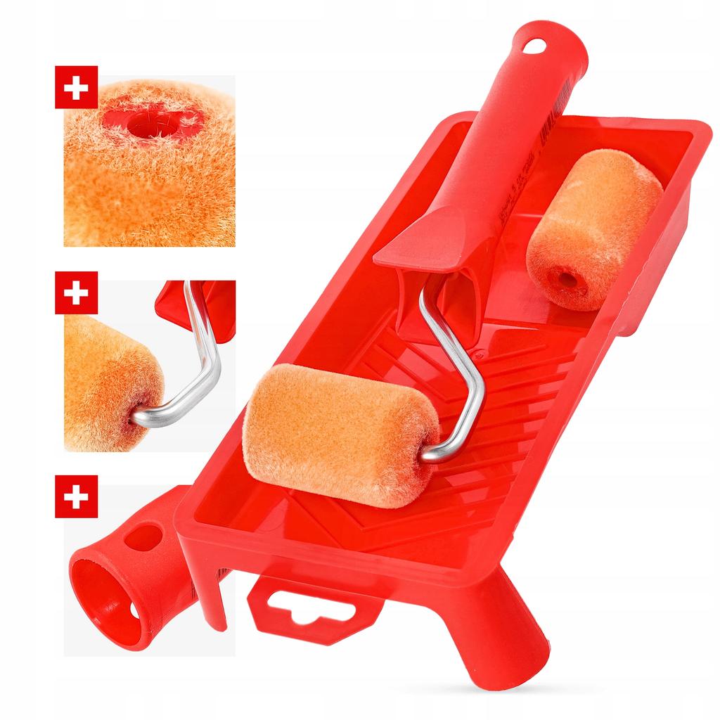 Painting Set with Paint Tray & 2 Rollers & Small Handle
