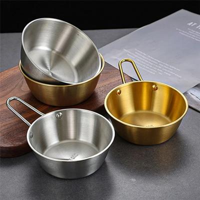 1pcs Household Food Sauce Bowls Ice Cream Dessert Tableware Kitchen Stainless Steel  Korean Round Rice Wine  with Handle