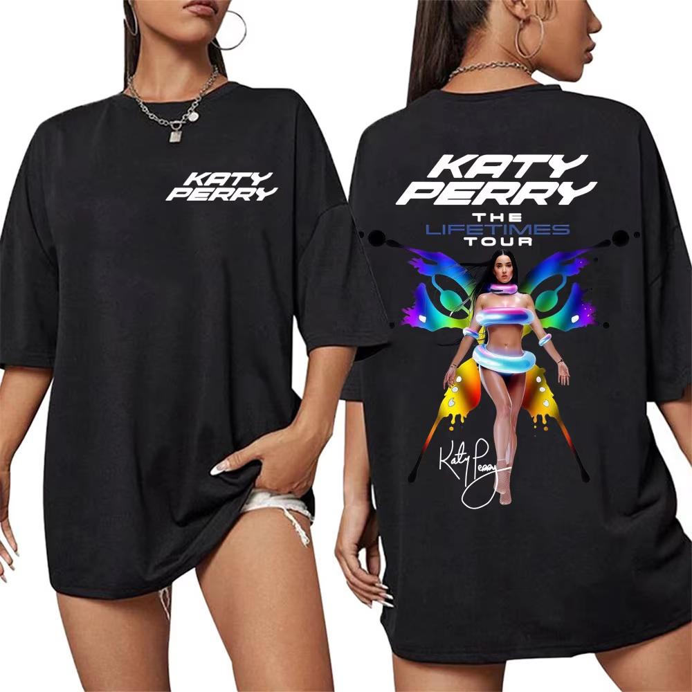 Singer Katy Perry The Lifetime Europe Tour T Shirt Unisex Womens Harajuku Fashion Aesthetics Tshirts Casual Streetwear Hip Hop