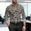 2026 Nuova Camicia da Uomo Personalità Retrò Stampa Leopardata Manica Lunga Business Slim Fit Tendenza Moda Top Casual da Uomo