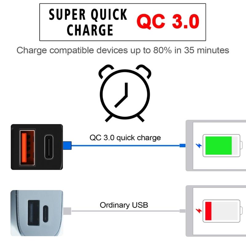Motorcycle-Charging Socket USB Outlet DC12-24V 30W PD USB-C 18W QC3.0 Power Outlet Dustproof Phone Charger-for Motocross