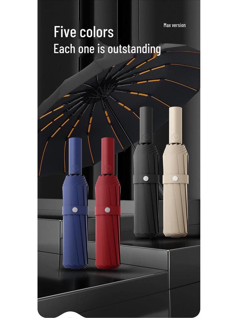 Large Windproof Automatic Folding Umbrella for Men and Women - Reinforced, Dual-Use for Sun and Rain