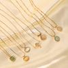 Stainless Steel Cat Eye Pendant Necklace For Women Gold Color Link Chain Neck Accessory
